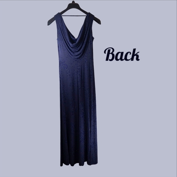 Calvin Klein Navy Sparkle Sleeveless Drape Gown Size 4 - Picture 12 of 14